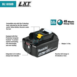 MAKITA 18V LXT® Lithium‑Ion 5.0Ah Battery