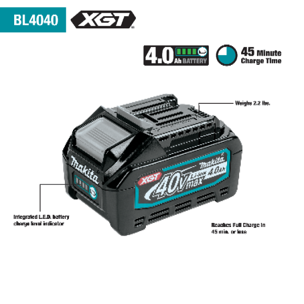 Makita BL4040 40V Max XGT 4.0 Ah Lithium Ion Battery