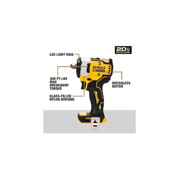 Dewalt DCF911N-B1, 20V Cordless 1/2″ Impact Wrench With Hog Ring Anvil (BARE TOOL), DCF911N